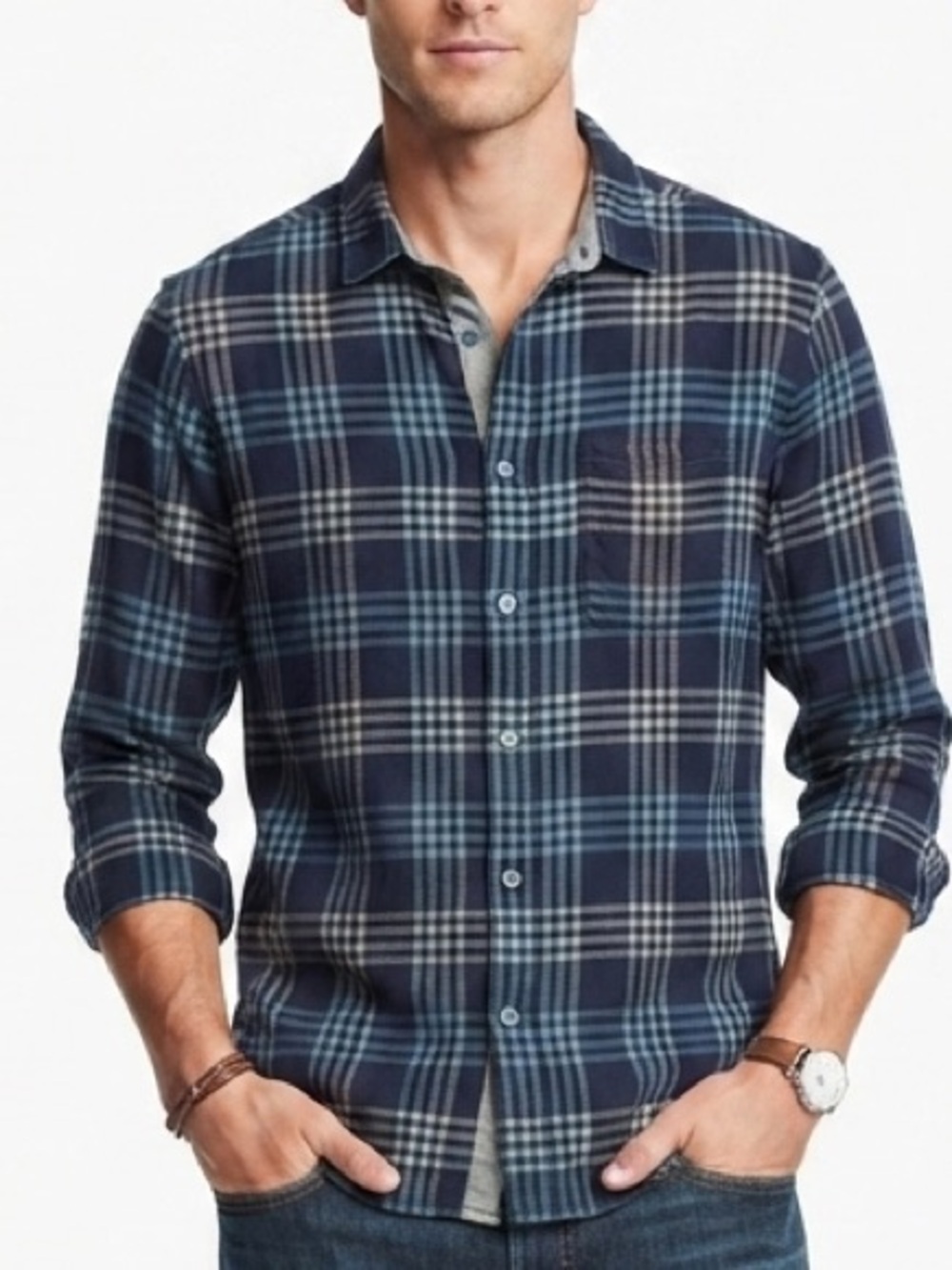 Jeremiah Men’s Reversible 2-in-1 Plaid Shirt Long Sleeve Size Large Double Duty